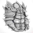 samurai shoulder armor tattoo design idea