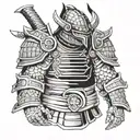 samurai shoulder armor tattoo design idea