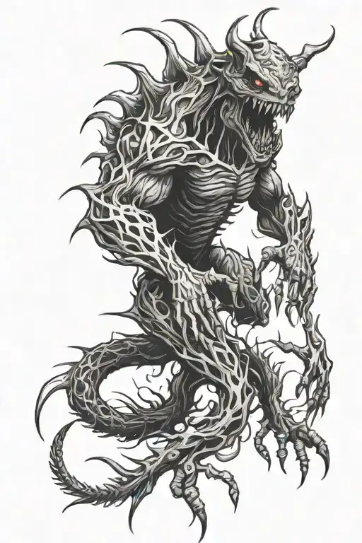 monster emerging tattoo design idea