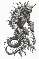 monster emerging tattoo design idea