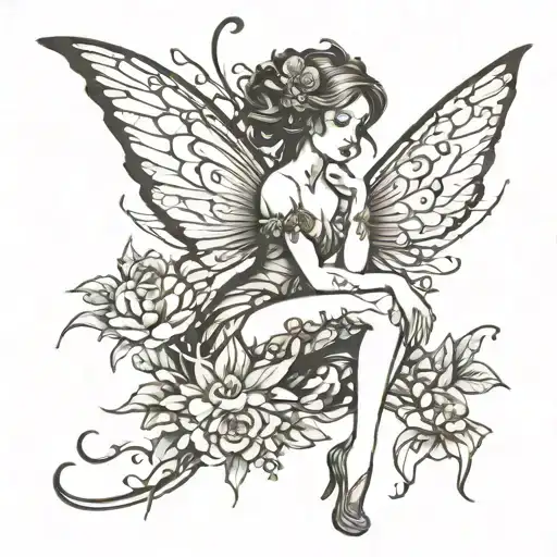 fairy with broken wings  tattoo design idea