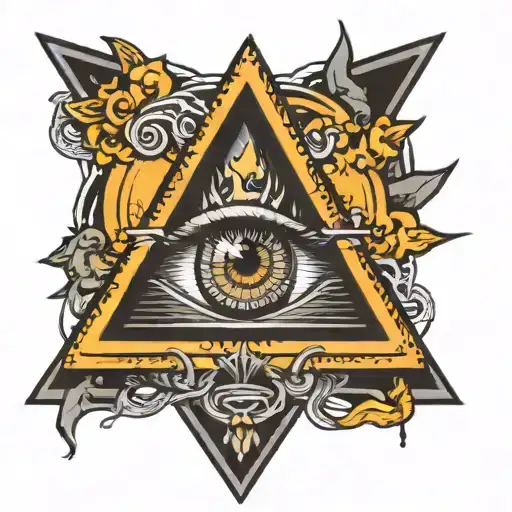 band tattoo with illuminate eye in triangle tattoo design idea