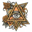 band tattoo with illuminate eye in triangle tattoo design idea