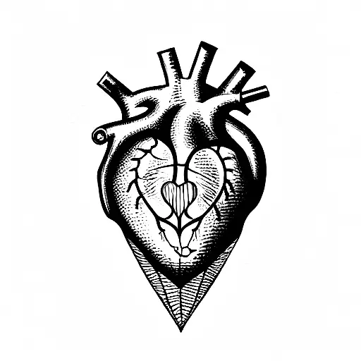 anatomical heart with zodiac libra  tattoo design idea