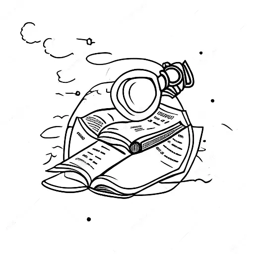 a book with a glass of wine, a watch, a Cardigan, sticking out of it tattoo design idea