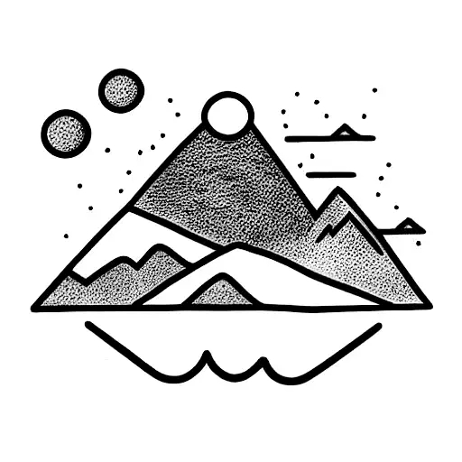 mountain ocean tattoo design idea