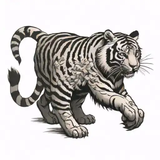 tiger walking tattoo design idea