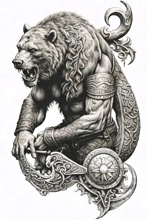 vikings and the bear with the scales tattoo design idea