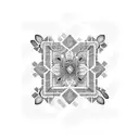 A waffle pattern forming the backdrop for a beautiful floral arrangement tattoo design idea