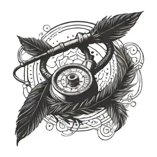 A dotwork design of a doctor's stethoscope intertwined with a raven feather, symbolizing the balance between healing and darkness tattoo design idea