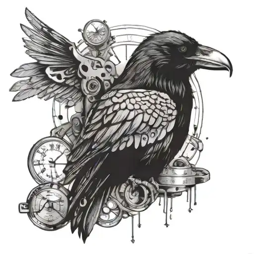 A dotwork tattoo of a raven perched on a lone wolf's shoulder, with abandoned medical equipment scattered around them, representing the doctor's loyalty and resilience tattoo design idea