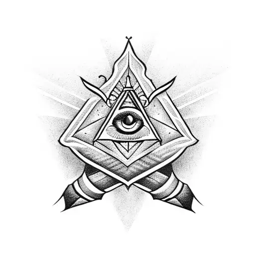 dagger with illuminati  tattoo design idea