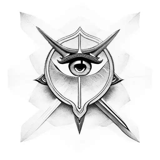 sword with illuminati eye tattoo design idea