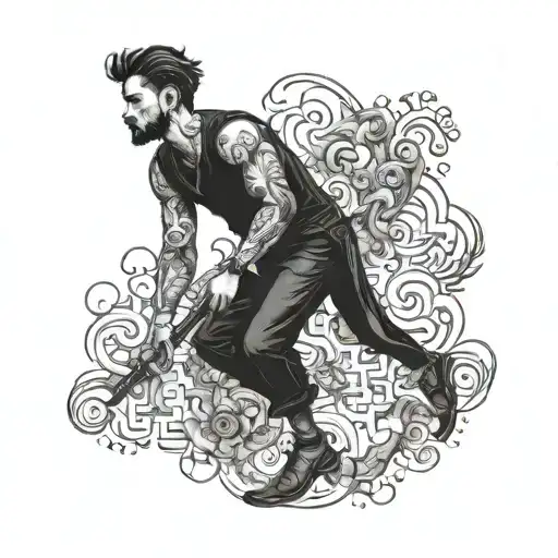 ambition and success man standing tattoo design idea