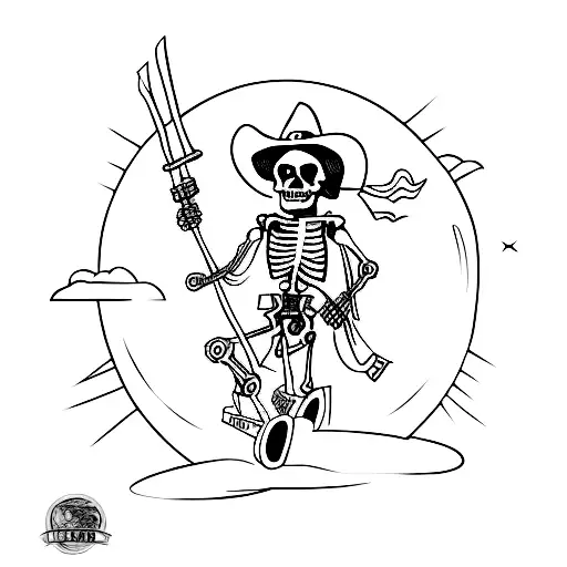 man skeleton on a horse carrying the rebel flag tattoo design idea