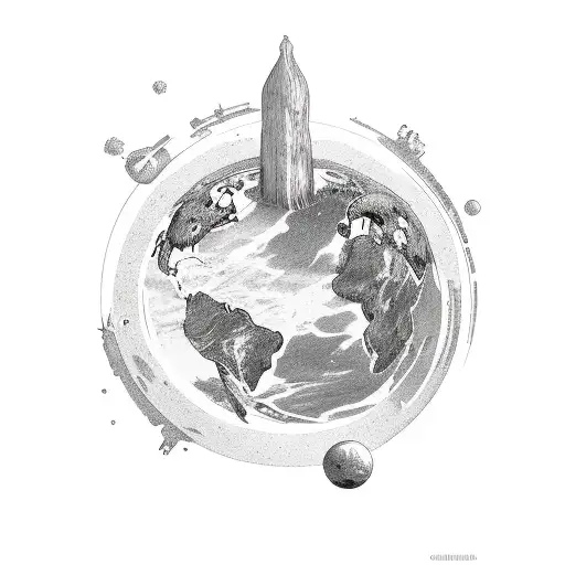 clove under planet earth tattoo design idea