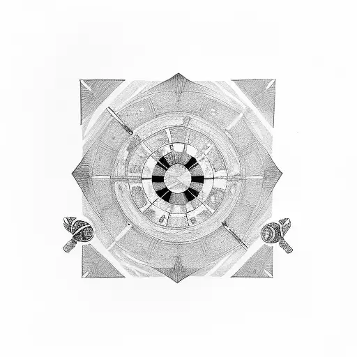 roulettes card billiard and geometric designs tattoo design idea