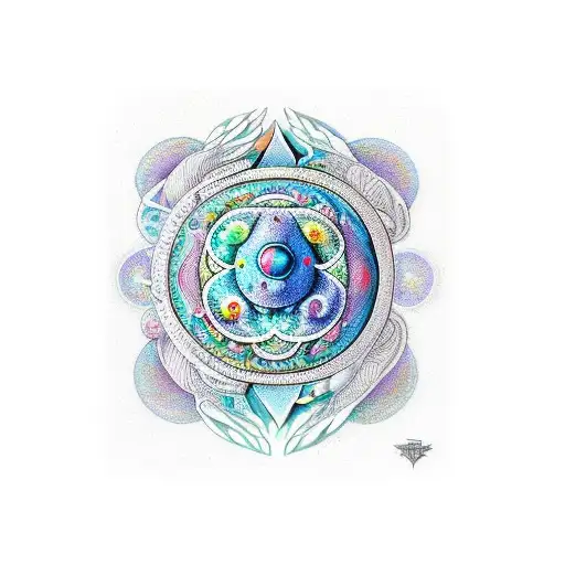 "A mystical design featuring a full moon and magic mushroom, with the mushroom cap and stem adorned with intricate patte tattoo design idea