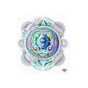 "A mystical design featuring a full moon and magic mushroom, with the mushroom cap and stem adorned with intricate patte tattoo design idea