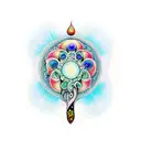 "A mystical design featuring a full moon and magic mushroom, with the mushroom cap and stem adorned with intricate patte tattoo design idea