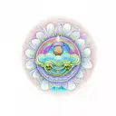 "A mystical design featuring a full moon and magic mushroom, with the mushroom cap and stem adorned with intricate patte tattoo design idea