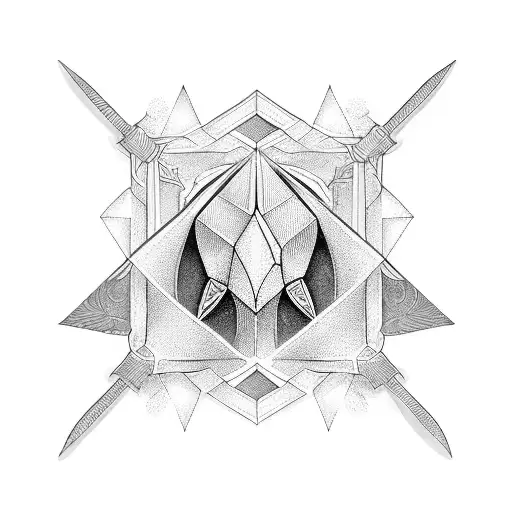 A combination of a dagger and a geometry, symbolizing the balance between combat and inner peace tattoo design idea