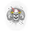 samourai skull with helmet and japanese waves  tattoo design idea