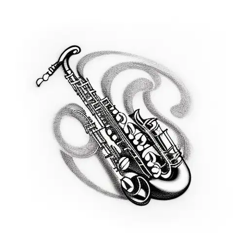 Saxophone, Married, compass, DJ-Mixer, Turntable tattoo design idea
