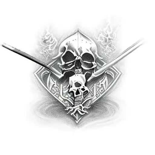 Knight batting with death tattoo design idea