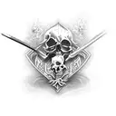 Knight batting with death tattoo design idea