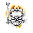 Knight batting with death tattoo design idea