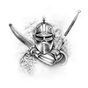 Knight batting with death tattoo design idea