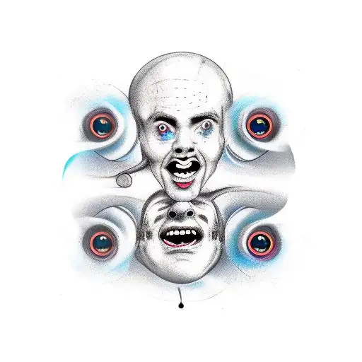 Skate spinning with a face drawn on it  tattoo design idea