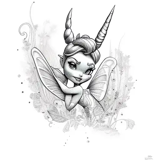 tinkerbell with constallation tattoo design idea