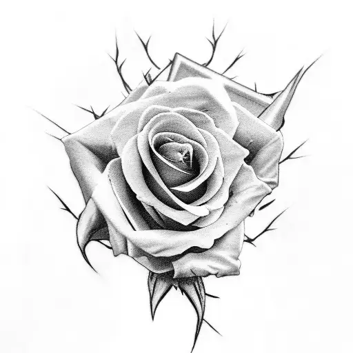 Bleeding Roses Around a Crucifix, , Scratch Tattoo Style, White Backgroud  tattoo design idea