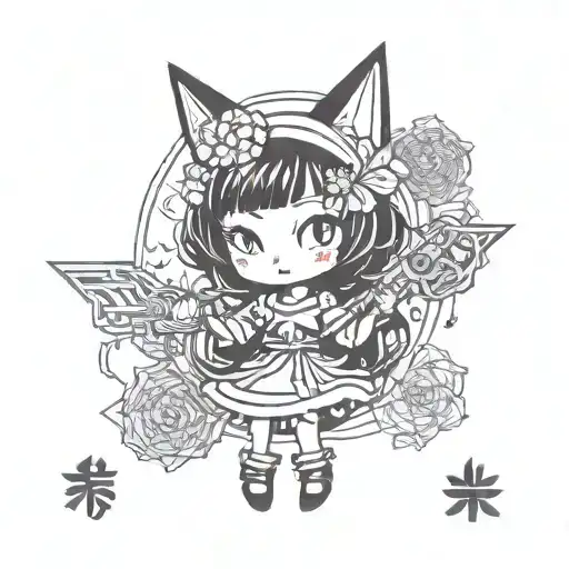kuromi with a  weapon tattoo design idea