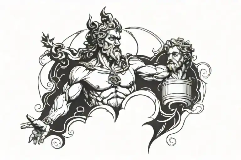 zeus like marble stature tattoo design idea