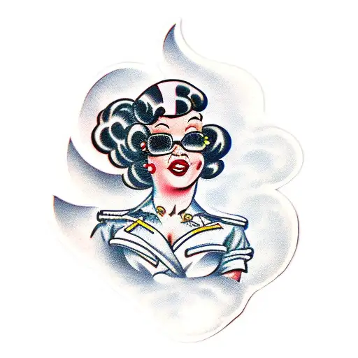black pin-up girl tattoo design idea