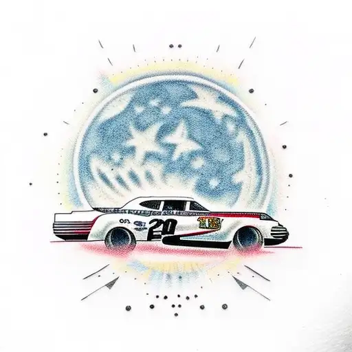 nascar driving under a lunar eclipse  tattoo design idea