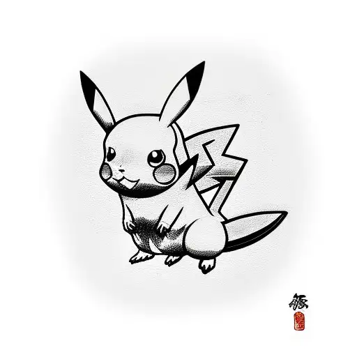 pikachu on a surfboard tattoo design idea