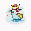 pikachu on a surfboard tattoo design idea