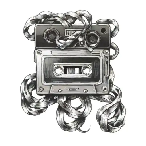 cassette tape intertwined tattoo design idea