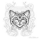 A seductive black cat with Iron Maiden lyrics as part of its fur tattoo design idea