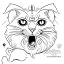 A seductive black cat with Iron Maiden lyrics as part of its fur tattoo design idea