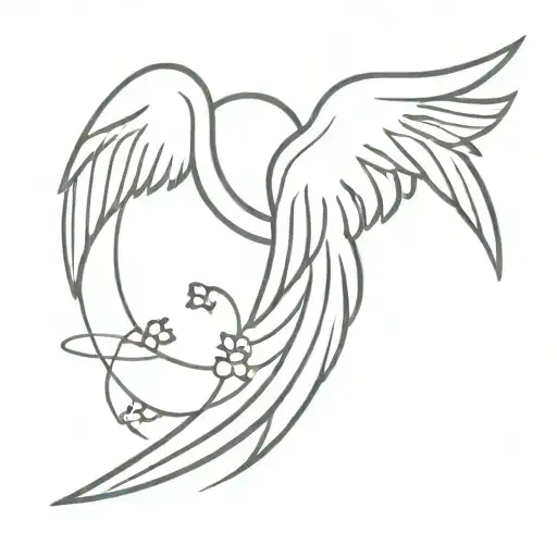 angels wings with a paw in the middle and a halo on top with roman numerals underneath the wings saying 2011-2024 tattoo design idea