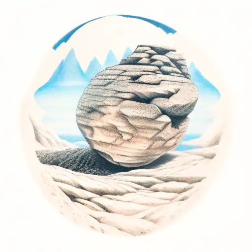 sisyphus pushing rock tattoo design idea