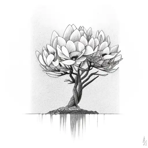 magnolia tree with hole you could climb  tattoo design idea