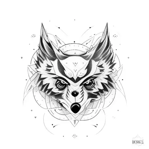 lobo sobre un buho tattoo design idea