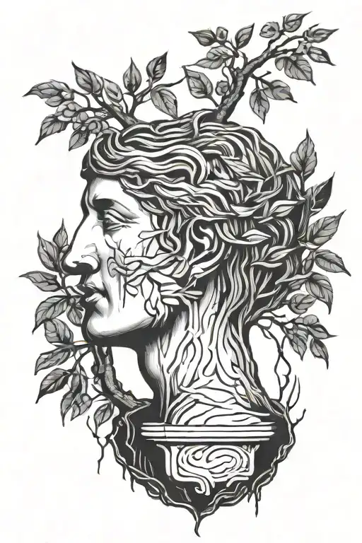 statue head greek mythology willow tree branch family   tattoo design idea