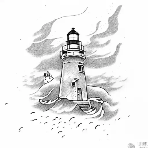 squid in a lighthouse tattoo design idea